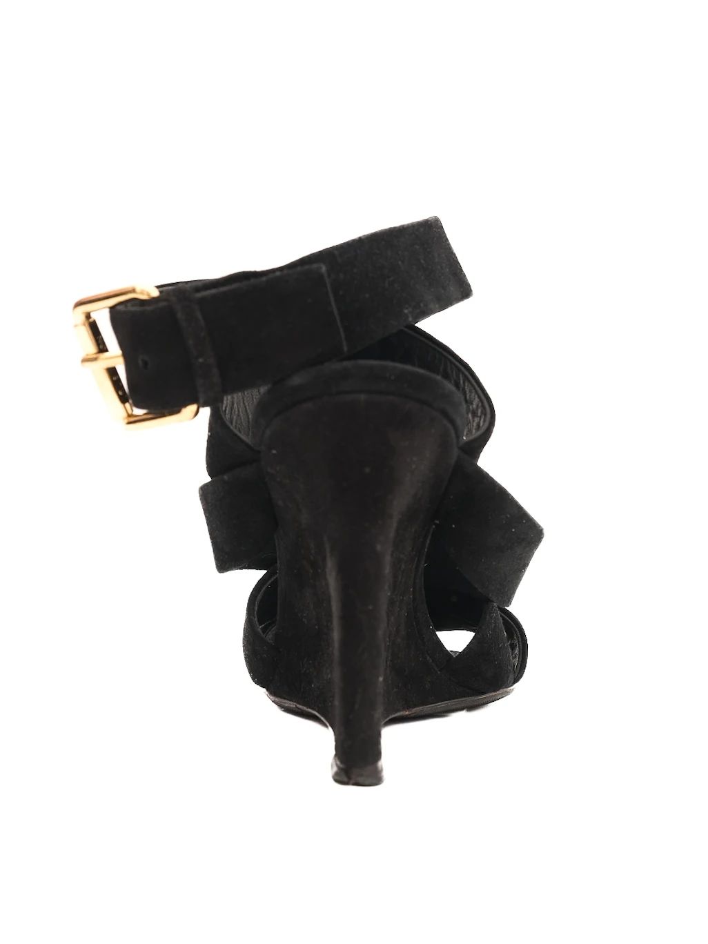 Excellent Louis Vuitton Black Suede Wedge Sandals Size 36.5