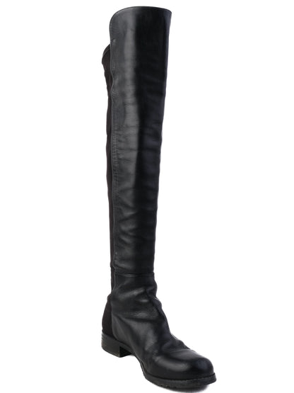 Excellent Stuart Weitzman Black Leather Knee-High Boots Size 37