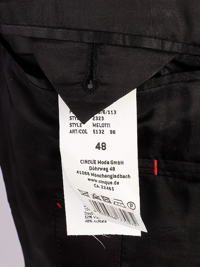 Excellent Cinque Black Suit Size M Viscose Jacket &amp; Pants Set