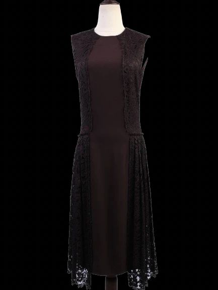 Joseph Black Sleeveless Dress with Lace Detail Size S Excellent