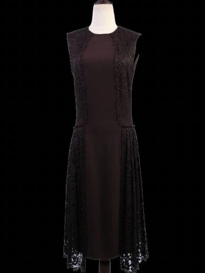 Joseph Black Sleeveless Dress with Lace Detail Size S Excellent