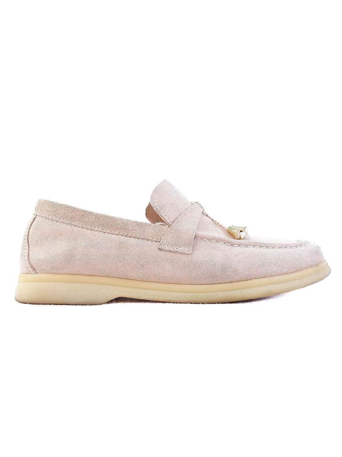 Excellent Condition Beige Suede Loafers with Bow - Women&