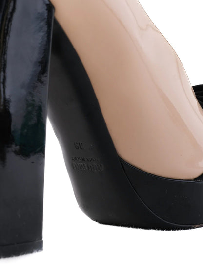 Excellent Miu Miu White Leather High-Heeled Platform Shoes Size 39