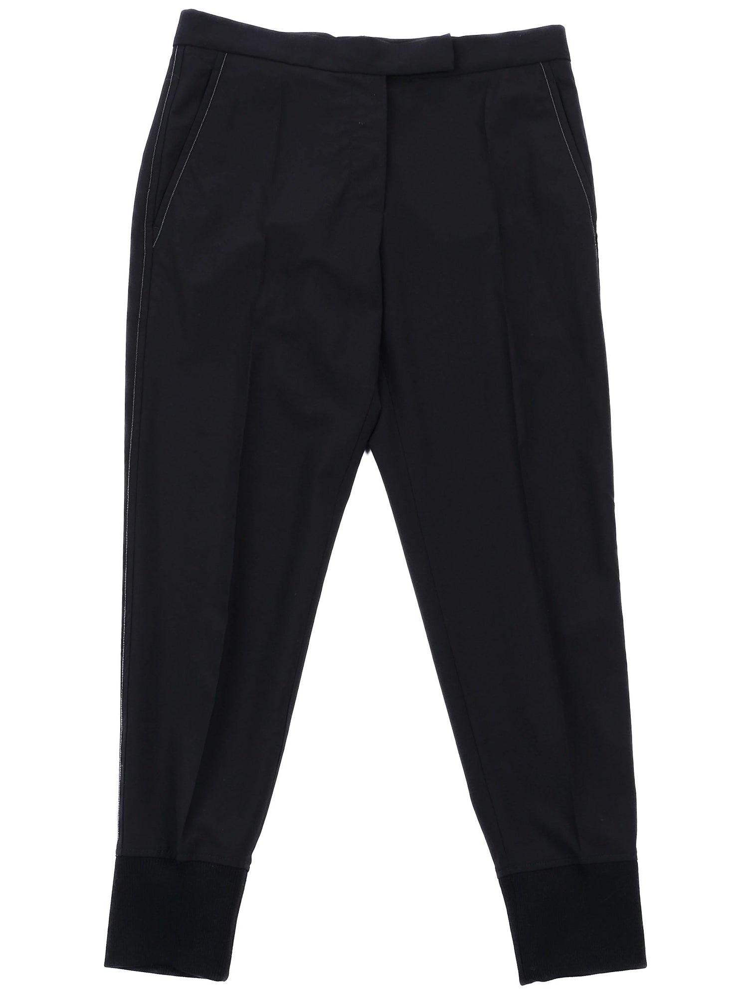 Excellent Brunello Cucinelli Black Wool Pants Cuffed Legs Women&