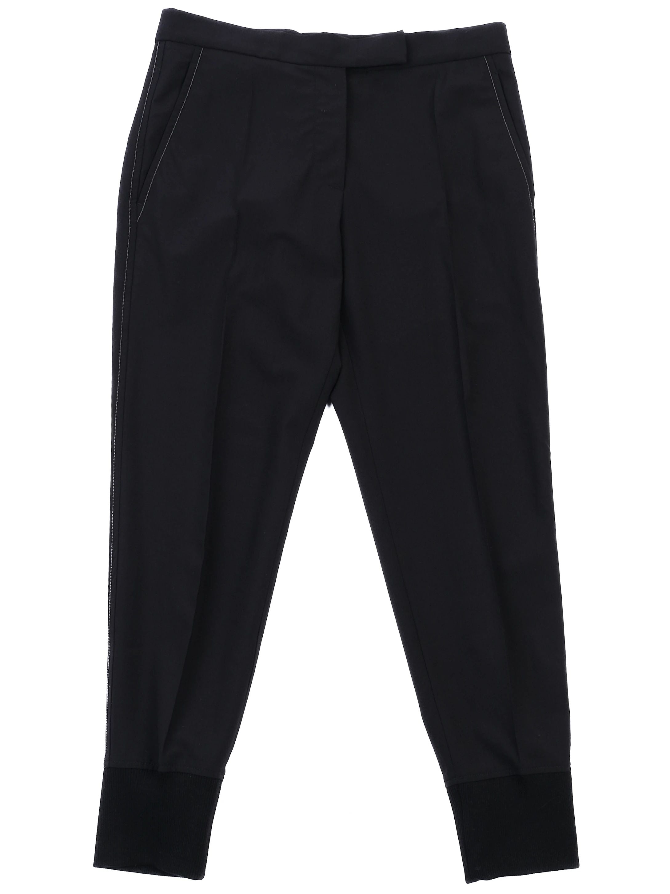 Excellent Brunello Cucinelli Black Wool Pants Cuffed Legs Women&