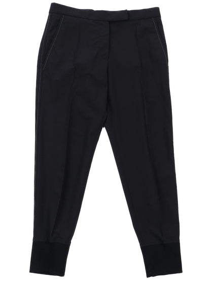 Excellent Brunello Cucinelli Black Wool Pants Cuffed Legs Women&