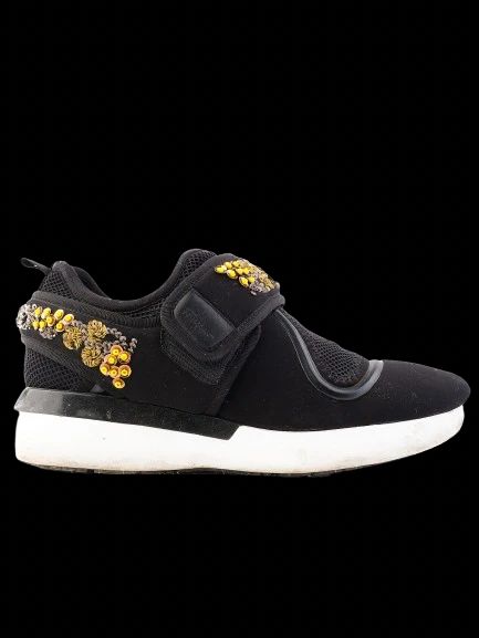 Excellent Salvatore Ferragamo Black Fabric Sneakers Size 38