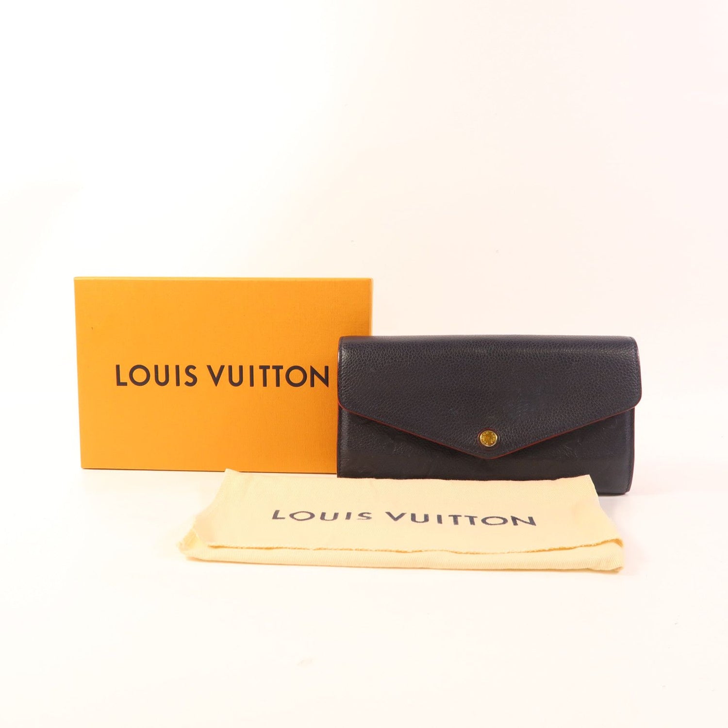 Louis Vuitton Empreinte Sarah Long Wallet Navy Blue Bifoldpurse M 61182