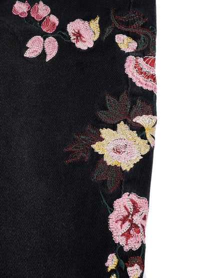 Excellent One X Onetespoon Black Floral Embroidered Jeans Size XS