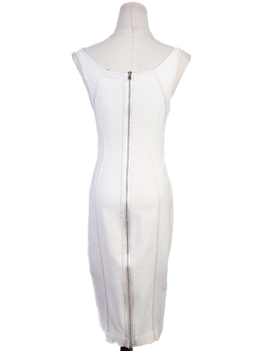 Good Donna Karan White Sleeveless Form-Fitting Viscose Dress