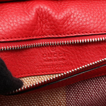 Gucci Daily Bamboo Handbag Red Leather 370831
