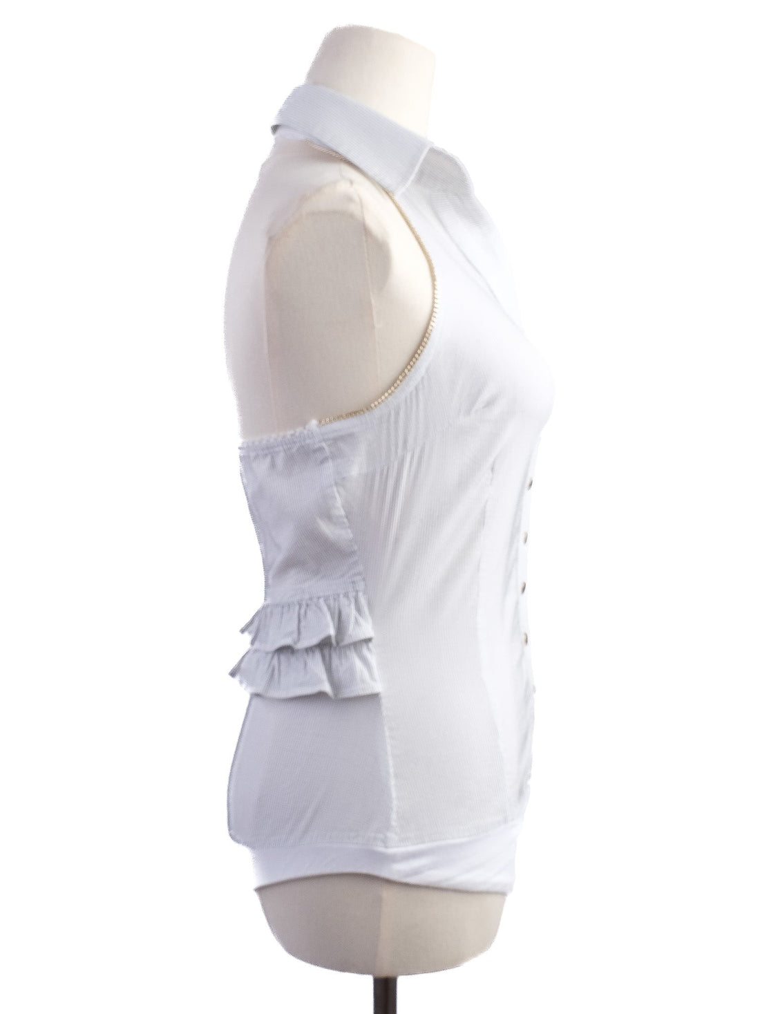 Excellent Elisabetta Franchi White Sleeveless Blouse Size 42