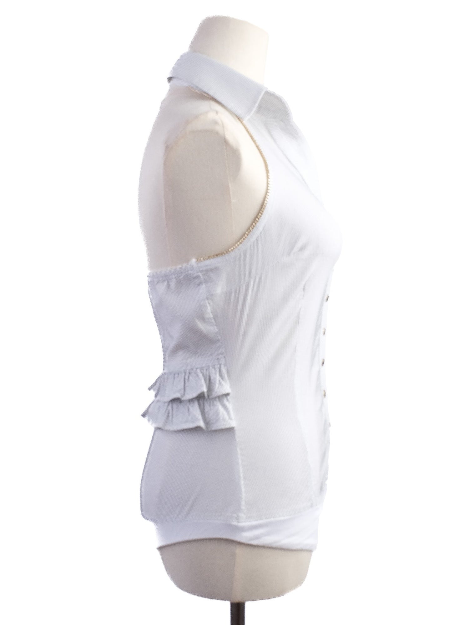 Excellent Elisabetta Franchi White Sleeveless Blouse Size 42