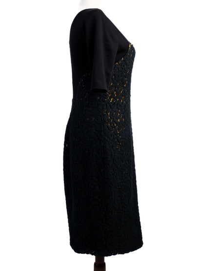 Excellent VDP Black Wool Dress Size L with Embellishments