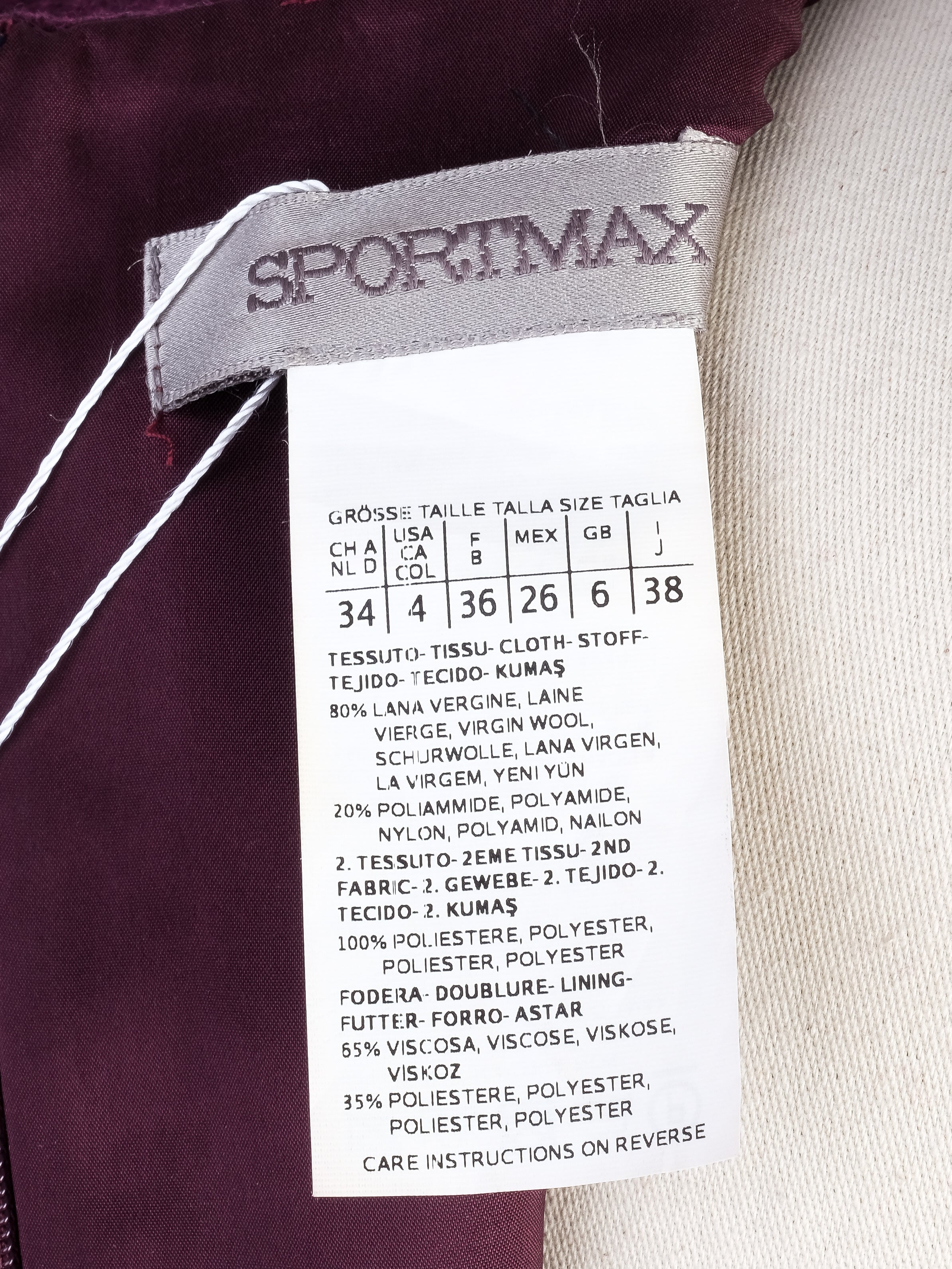 Excellent Sportmax Purple Wool Dress Size S with Peplum Detail