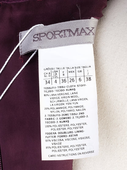 Excellent Sportmax Purple Wool Dress Size S with Peplum Detail