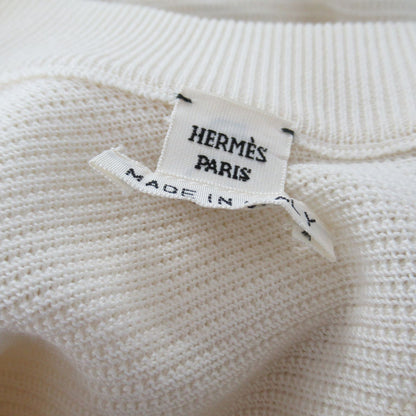 Hermes Short Sleeve Zipped Sweater Cotton White 34
