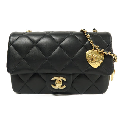 Chanel Black Sheepskin Leather Chain Shoulder Bag With Gold Buckle Black Shoulder Bag Lambskin (