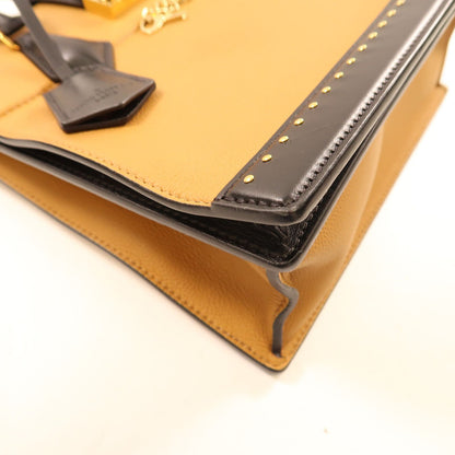 Louis Vuitton Cowhide Leather Studs Bicolor Hand-turn Shoulder Bag Beige Black Beige/black 2way Shoulder Bag M 51654