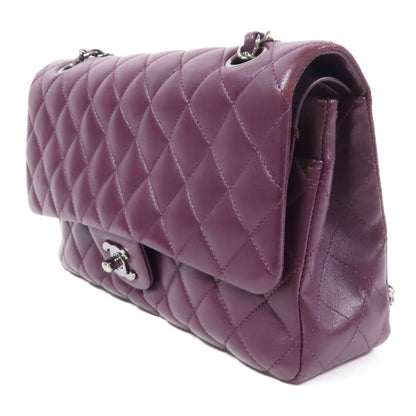 Chanel Purple Sheepskin Leather Classic 25 Silver Shoulder Bag Lambskin (sheep Leather) A 01112