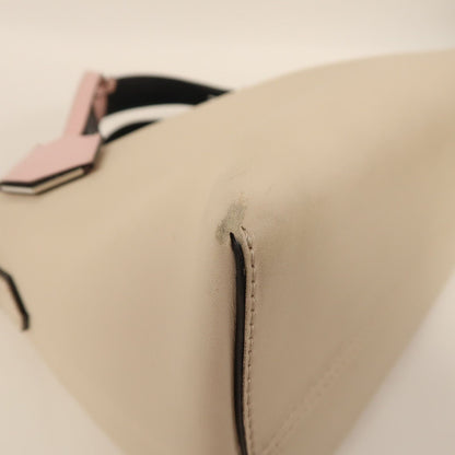 Fendi Sheepskin Leather By The Way Silver Hand-handed Shoulder Bag 2way Shoulder Bag Beige White Lambskin (sheep Leathe