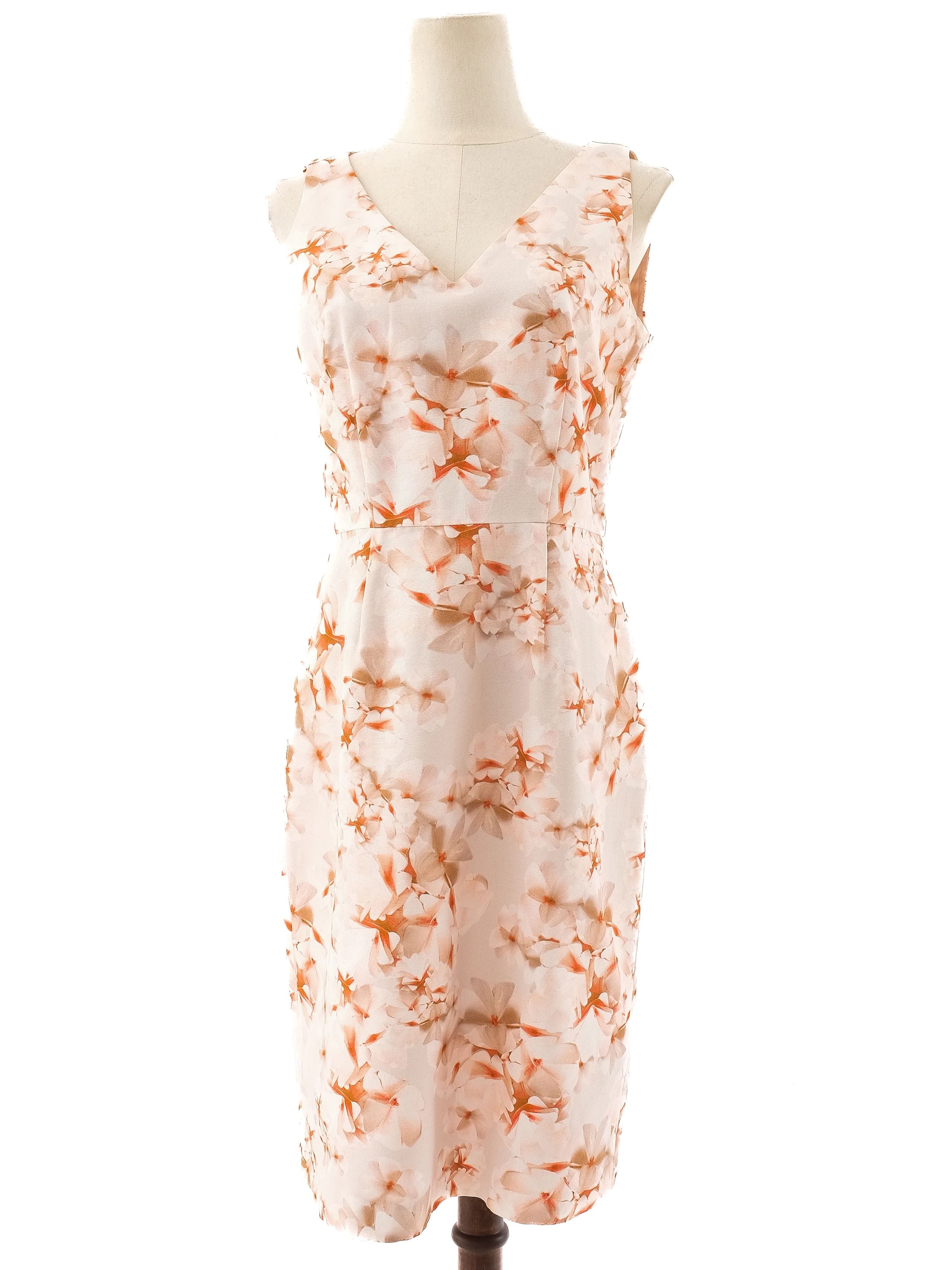 NEW Max Mara Floral Sleeveless Dress M Orange Beige Cotton