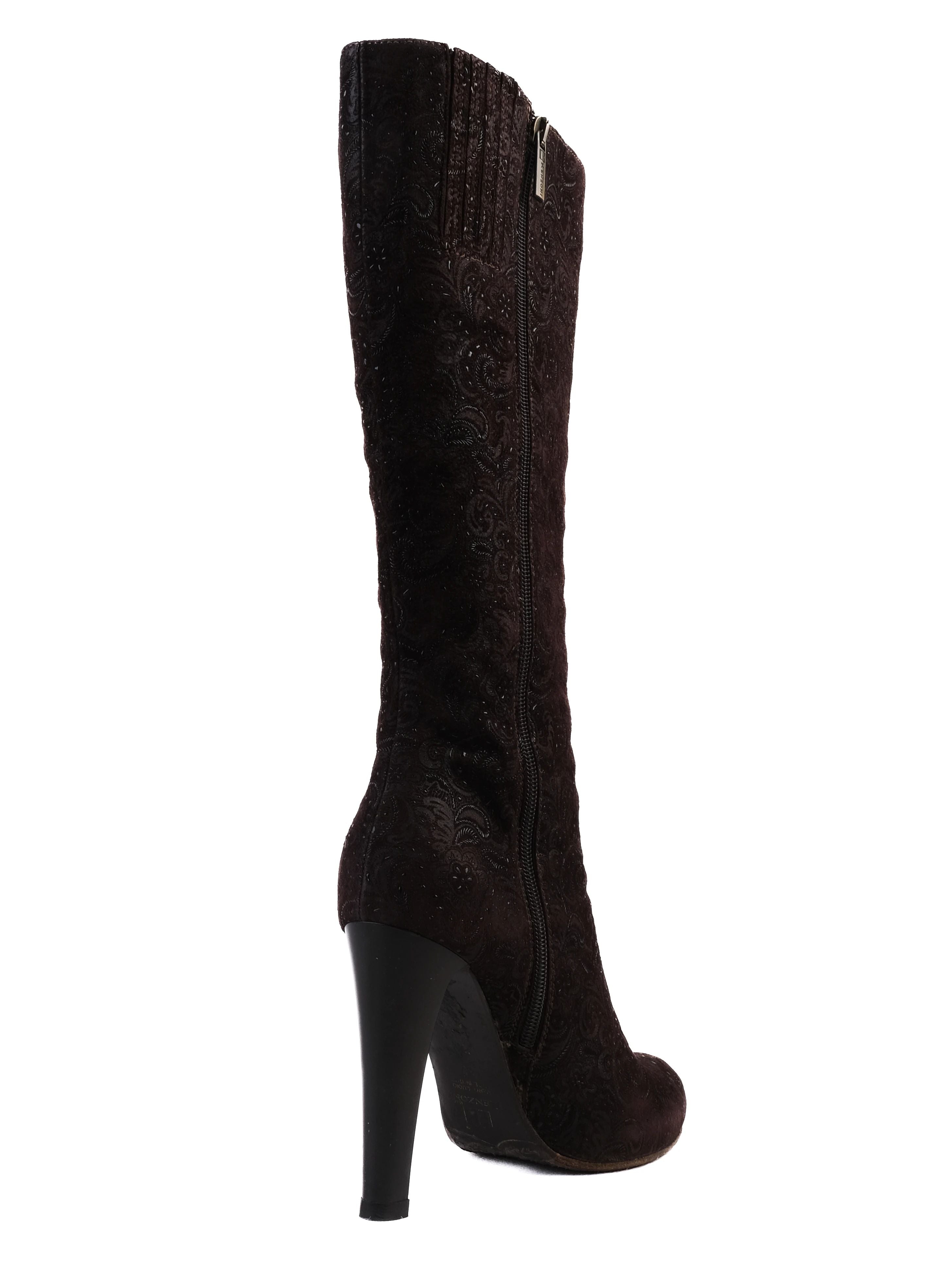 Excellent Renzoni Orange Leather High-Heeled Boots Size 37