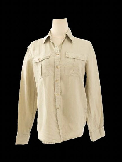 Excellent Ralph Lauren Green Linen Button-Up Shirt Size XS
