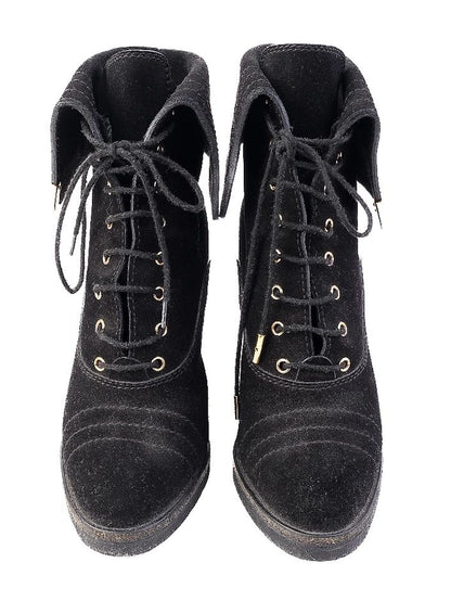 Excellent Louis Vuitton Black Leather Heeled Ankle Boots Size 36