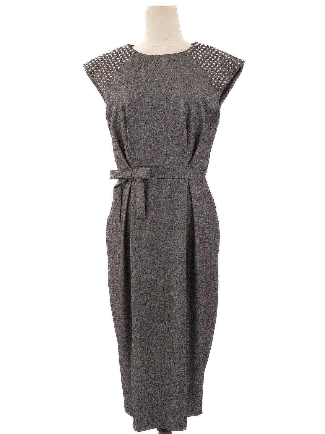 Excellent Thomas Wylde Gray Sleeveless Dress with Embellished Shoulders Size L