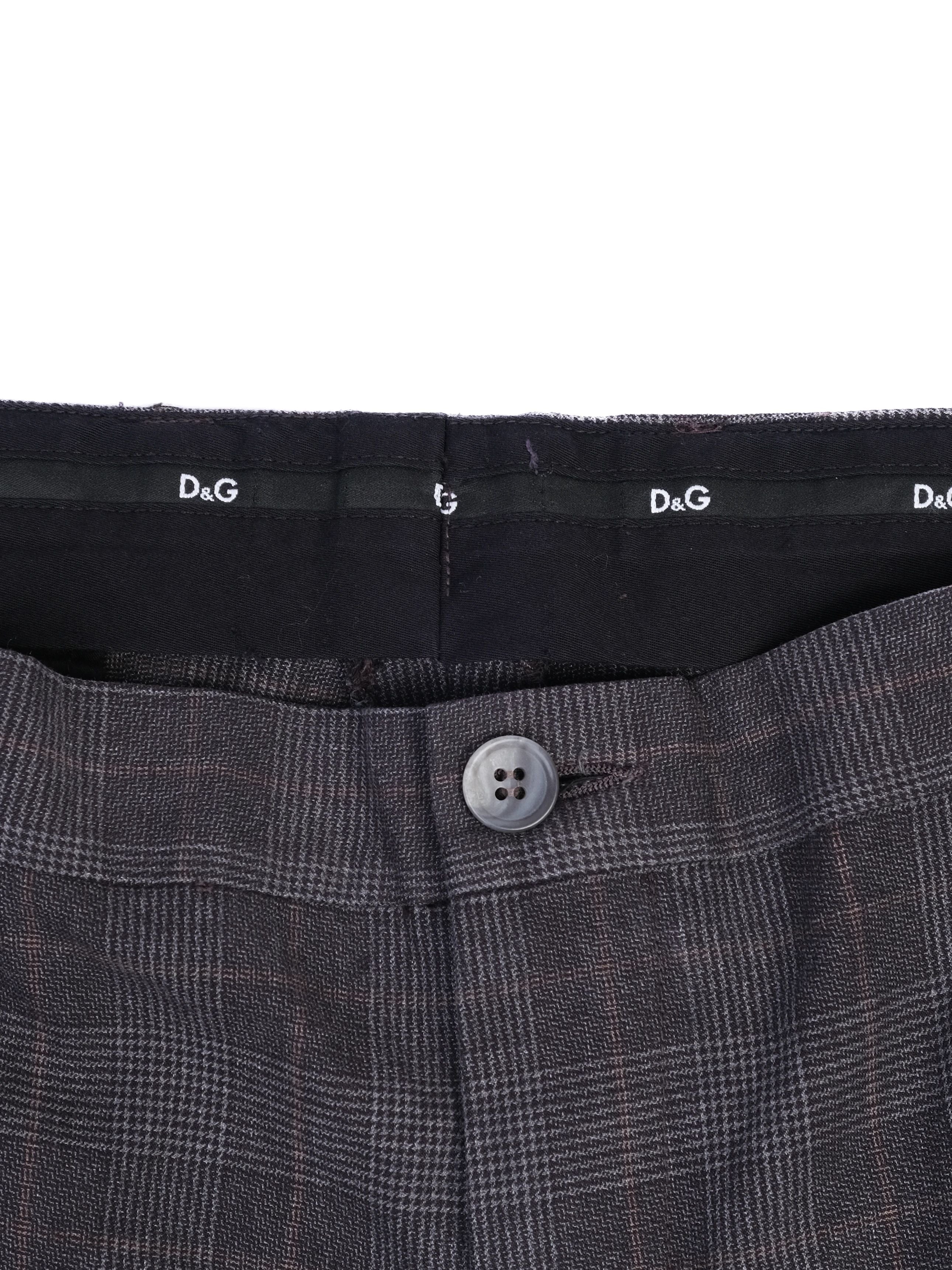 Excellent Dolce Gabbana Gray Plaid Trousers Cotton XXL