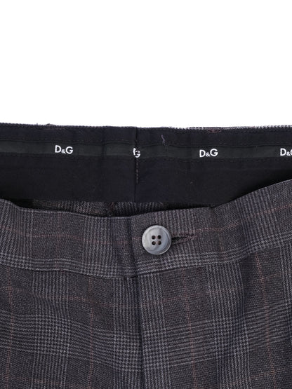 Excellent Dolce Gabbana Gray Plaid Trousers Cotton XXL