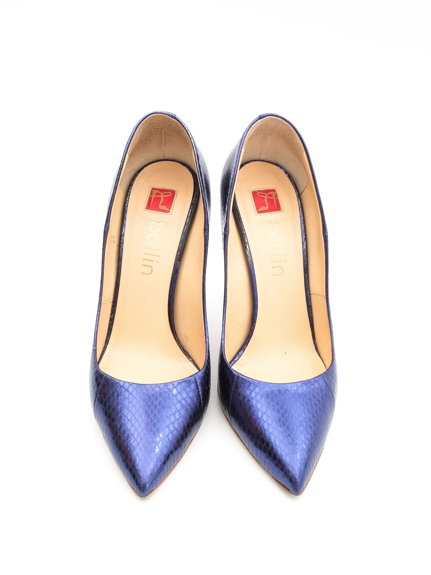 Excellent Ballin Blue Snakeskin Leather Stilettos Size 37