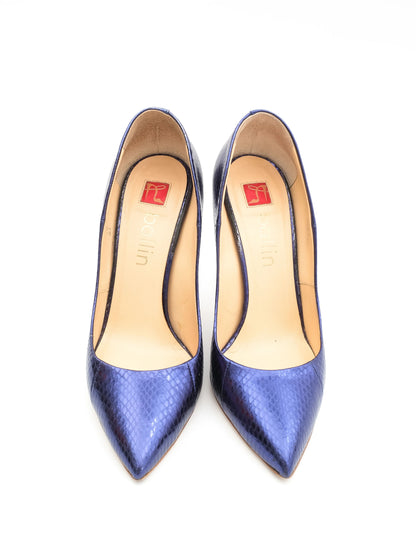 Excellent Ballin Blue Snakeskin Leather Stilettos Size 37