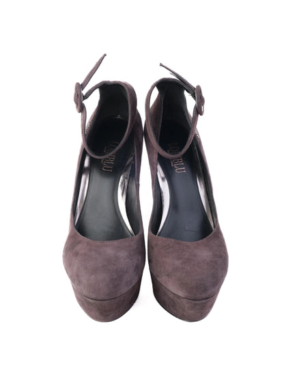 Excellent Easy by Loriblu Gray Leather High-Heeled Pump Size 39