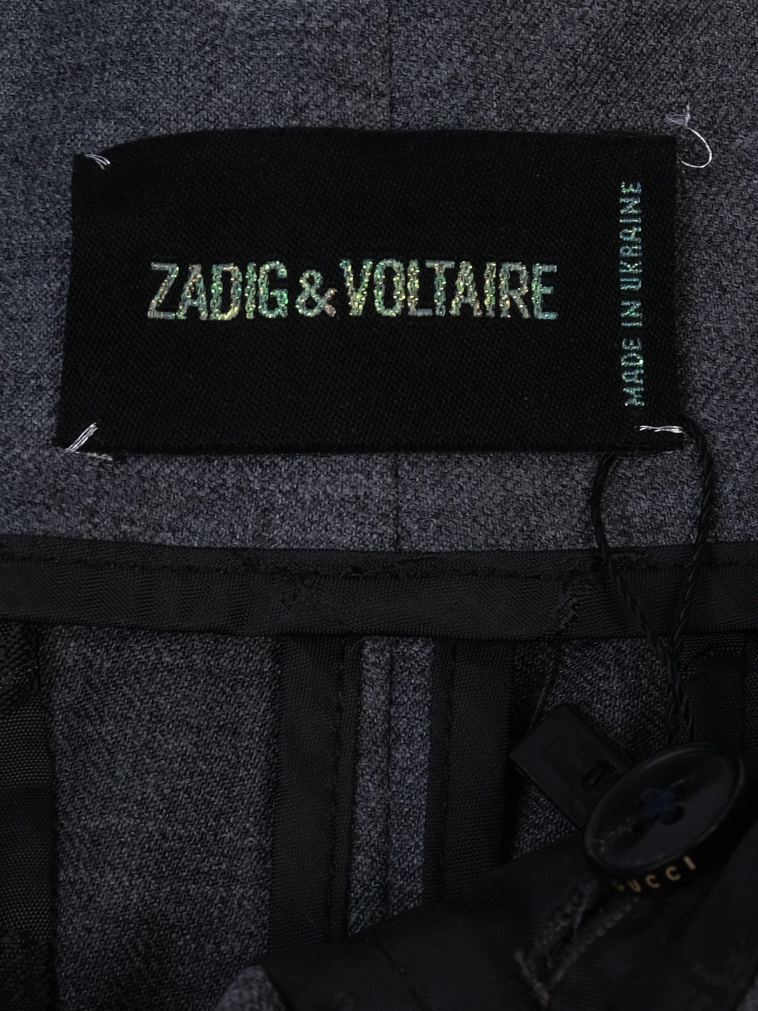 Excellent Zadig&amp;Voltaire Gray Wool Pants Size M with Snakeskin Detail