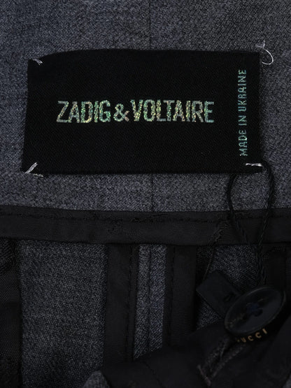 Excellent Zadig&amp;Voltaire Gray Wool Pants Size M with Snakeskin Detail