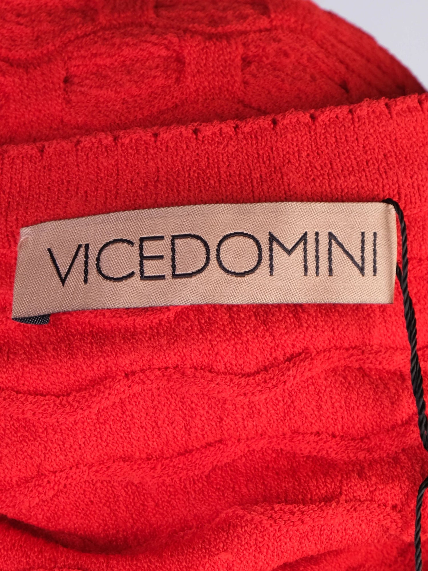 Excellent Vicedomini Red Knit Dress Size L Short Sleeves