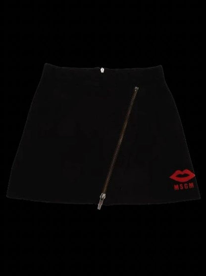 Excellent MSGM Black Viscose Skirt with Red Graphic Size 6