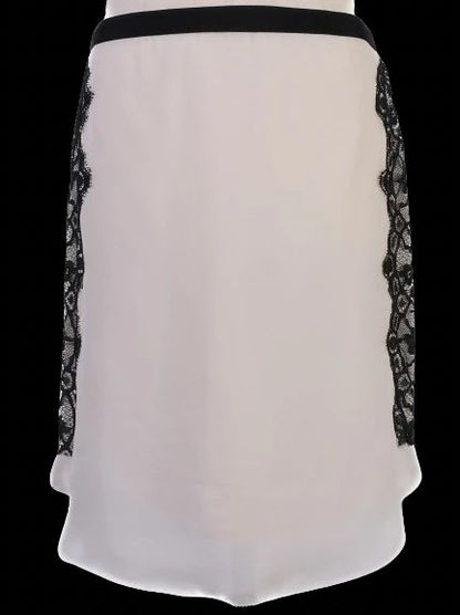 NEW By Malene Birger White Silk Skirt with Black Lace Size XS