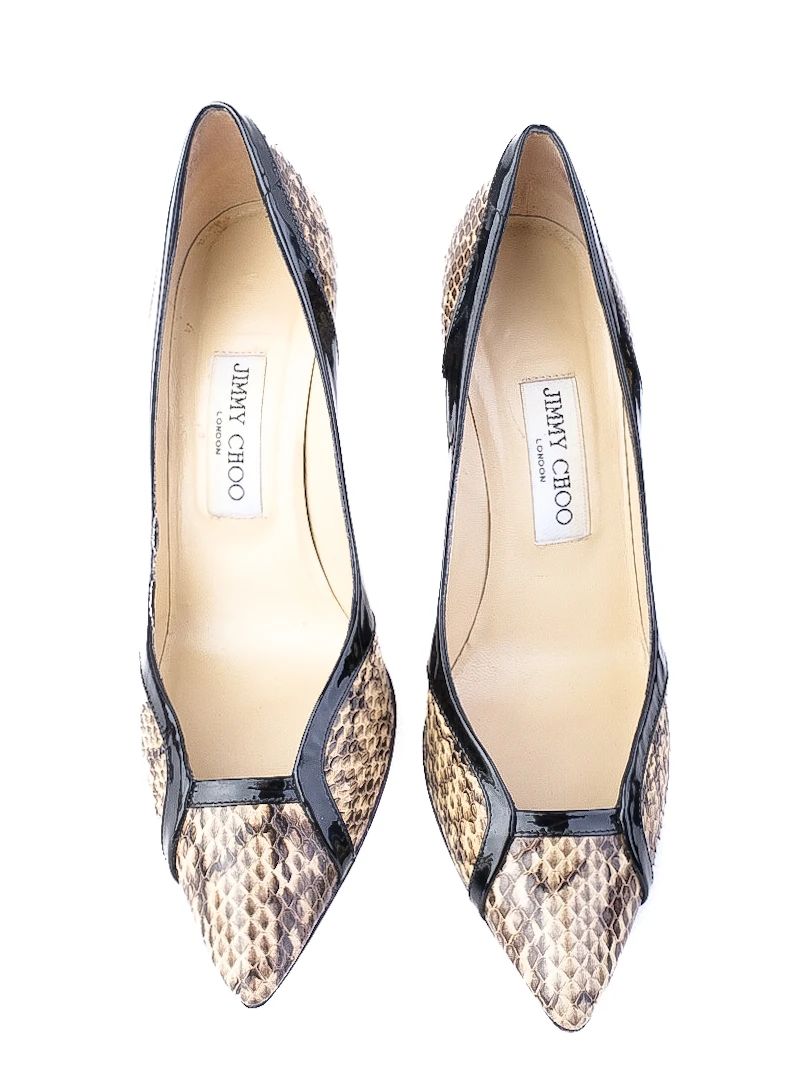 Excellent Jimmy Choo High-Heeled Shoes Leather Combined Stiletto