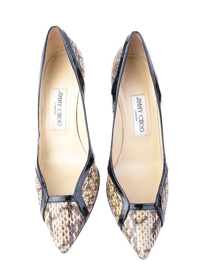 Excellent Jimmy Choo High-Heeled Shoes Leather Combined Stiletto