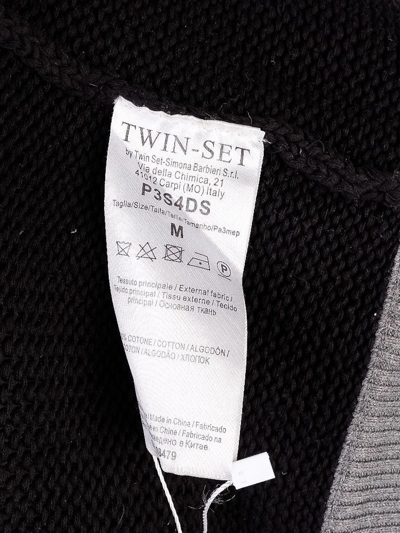 Excellent TWINSET Black Knitted Cardigan Natural Cotton Size M
