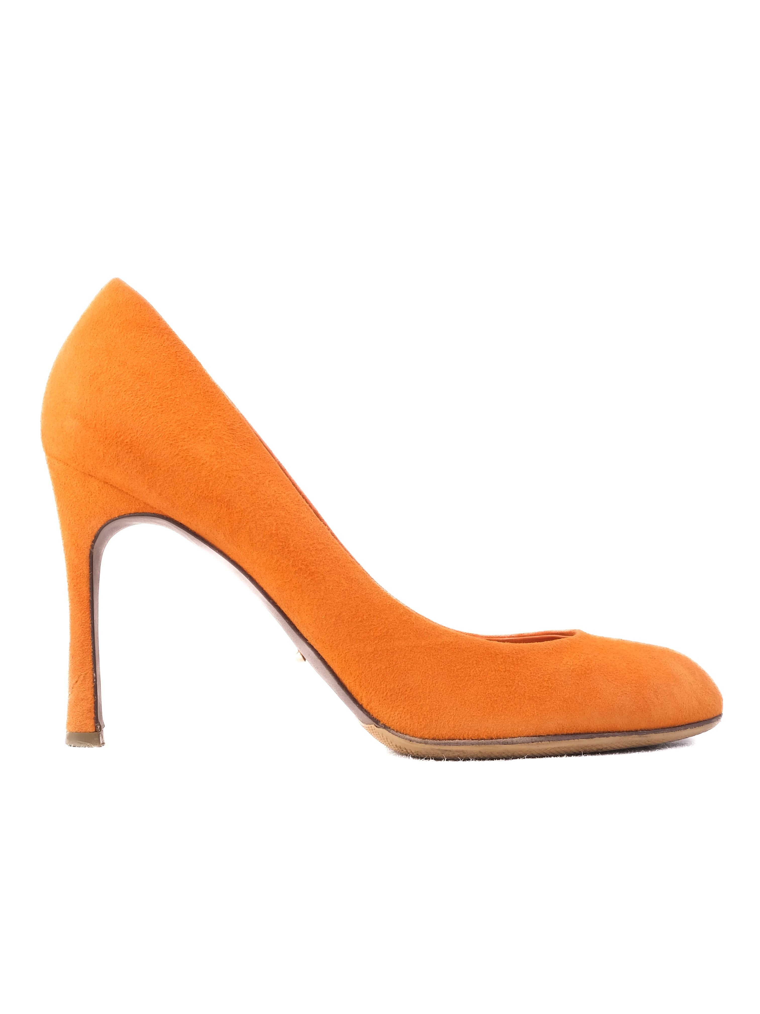 Excellent Sergio Rossi Orange Leather Stiletto Heels Size 39.5
