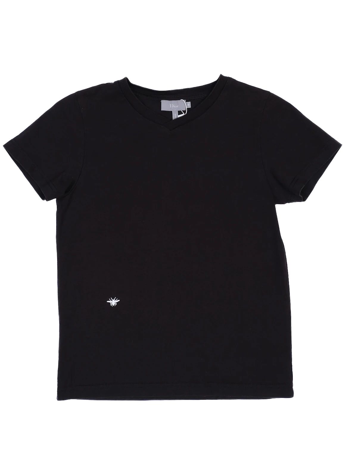 Excellent Dior Black Cotton T-Shirt Kids Size 8 with Bee Emblem