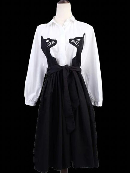 Excellent Weekend MaxMara Black White Dress Size S Cotton Blend