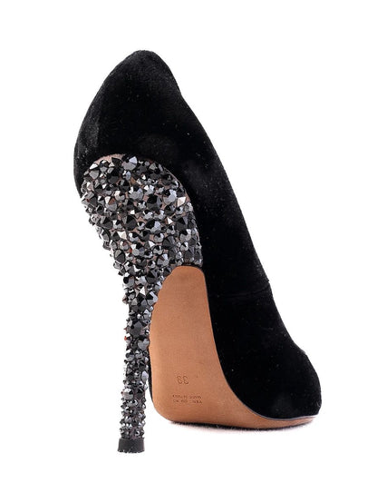 Excellent Ballin Black Genuine Suede High-Heeled Shoes