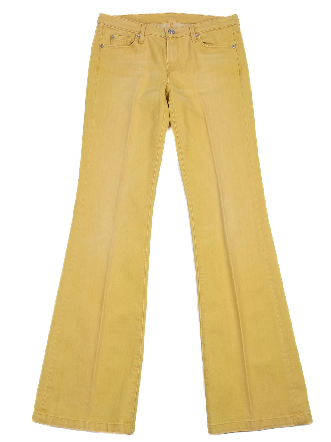 Excellent 7 For All Mankind Yellow Flared Jeans Size M Women