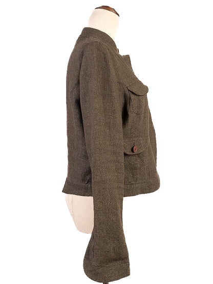 Excellent Etro Gray Cropped Wool Jacket Size M for Women