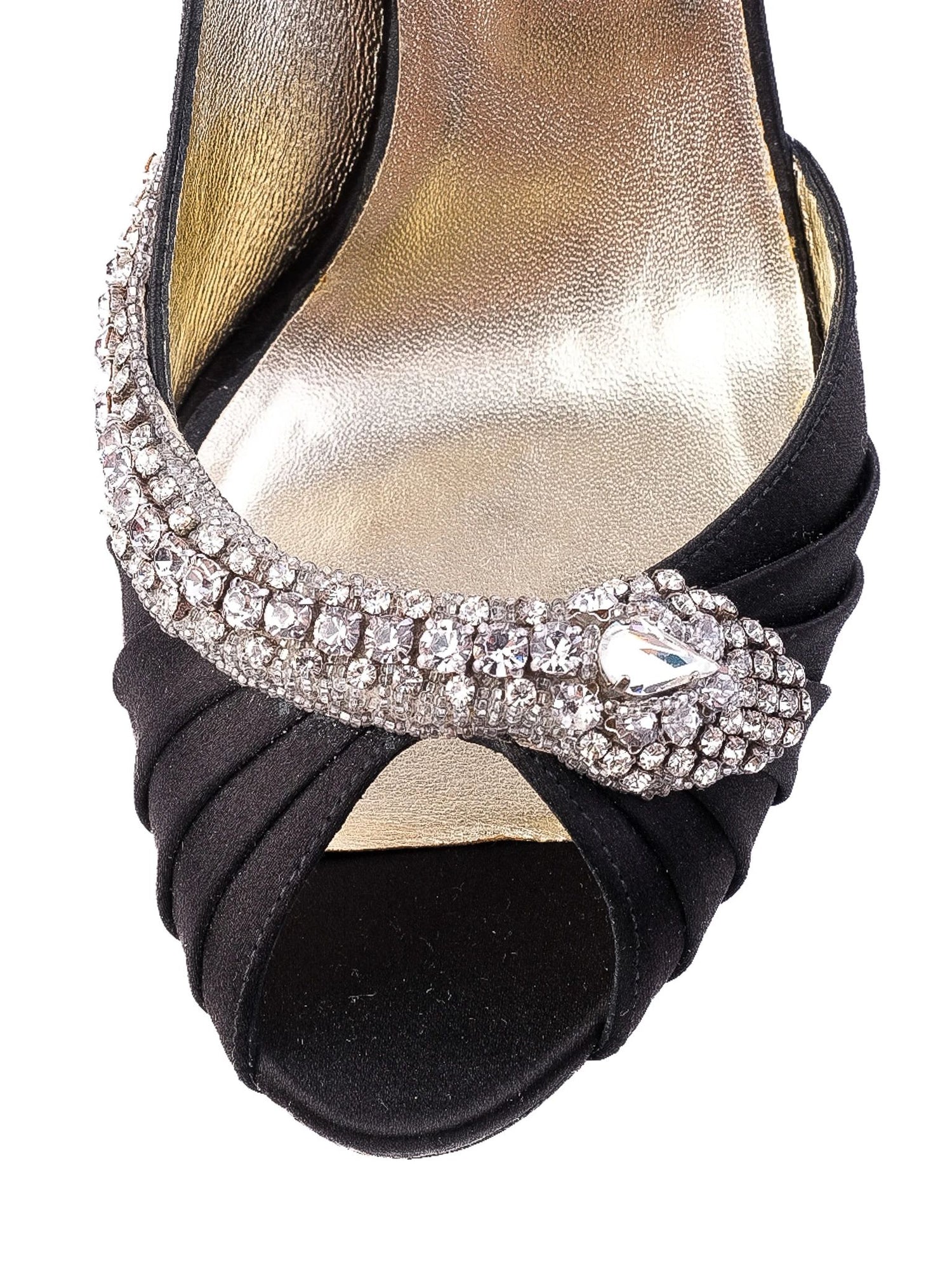 Excellent Valentino Black High-Heeled Peep-Toe Shoes with Rhinestones